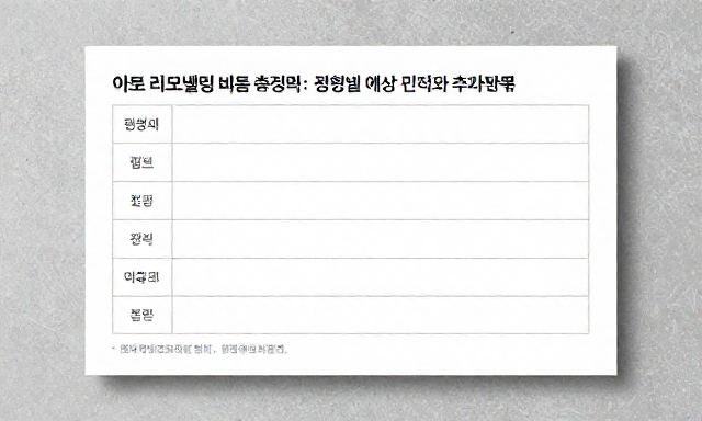 아파트리모델링비용 관련 이미지 - 아파트 리모델링 비용 총정리: 평형별 예상 견적과 추가비용 항목
